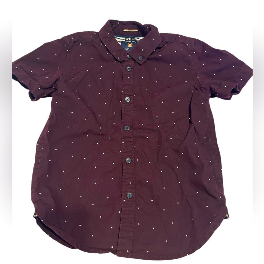 Boys Cactus Boys Maroon Polka Dot Short Sleeve Shirt